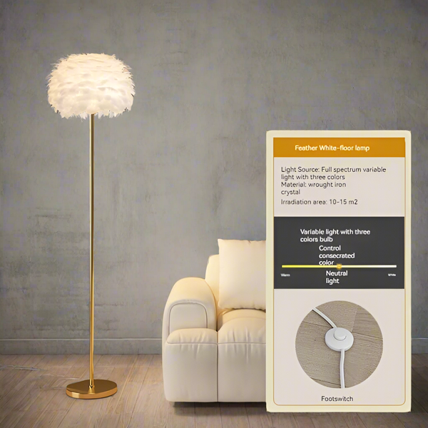 Feather White Floor Lamp