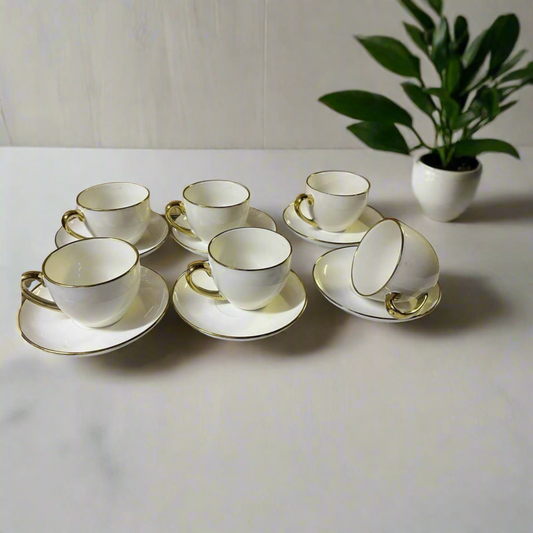 12pc Gold rim cups and saucers set