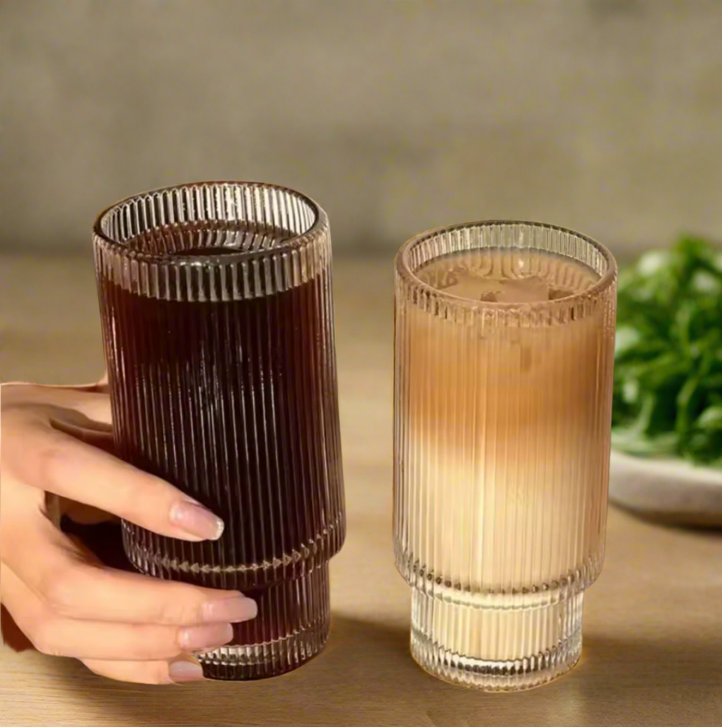 6Pc Ribbed Water Juice Glasses