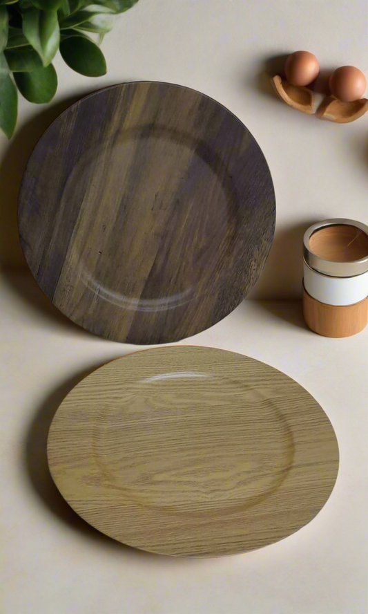 6pc wooden  charger plates

✓ Round in shape

✓ 33cm Diameter