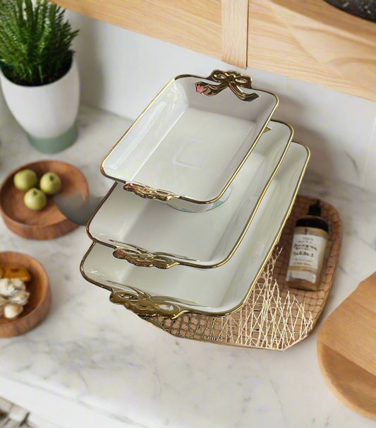 3 Pcs ceramic  tray set