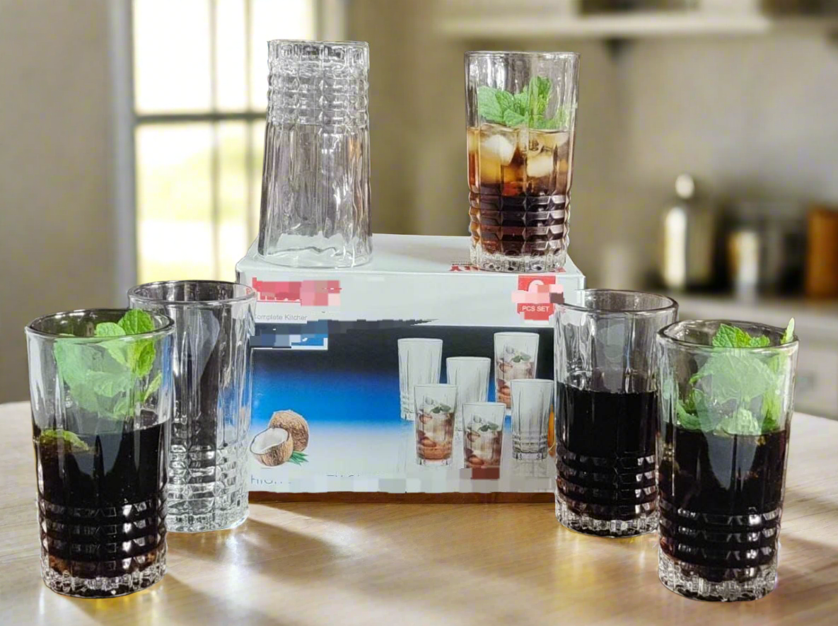 6pc Assorted Water/Juice Glass Set