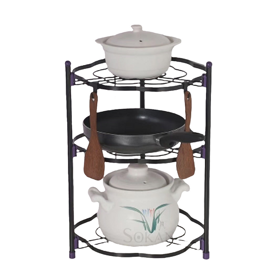 Metallic kitchen organizer pot rack