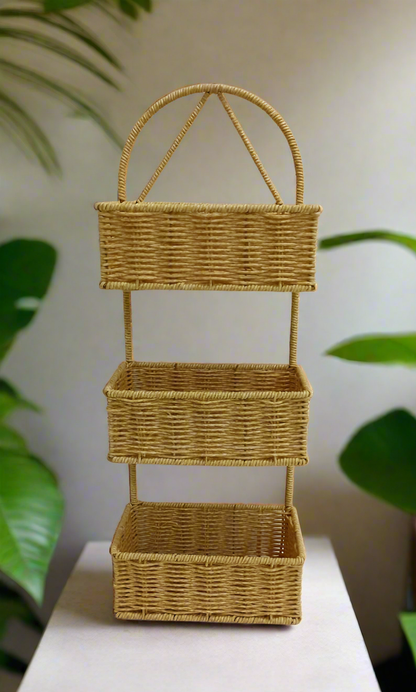 Hand woven shower caddy 3 layer
