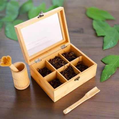Eco friendly bamboo tea bag organizer