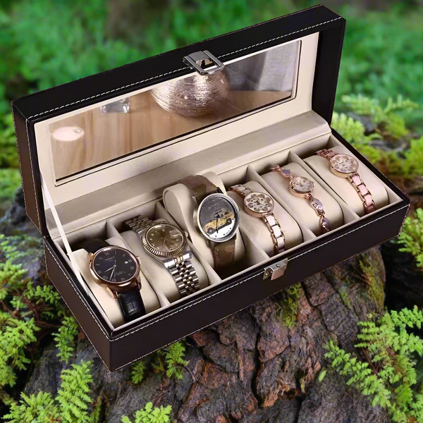 Black Faux Leather Watch Storage Display Cases
