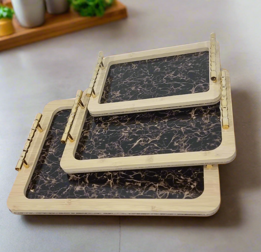 3 in 1  Wooden serving  trays set