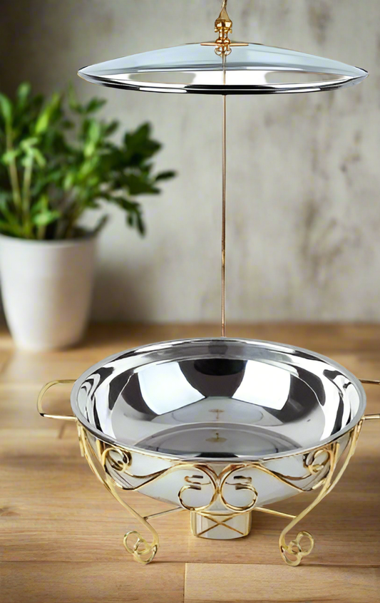 8 Ltr Round Cheffing Dish with Glass Lid