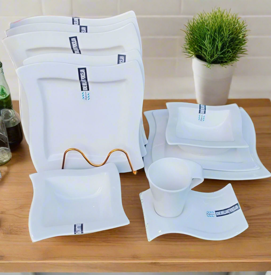 30pcs white plain classy dinner set