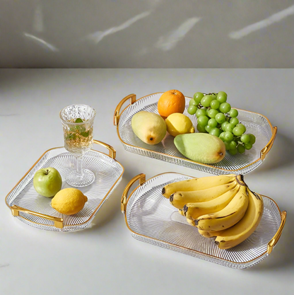 3Pc Acrylic Serving Trays Decor Trays