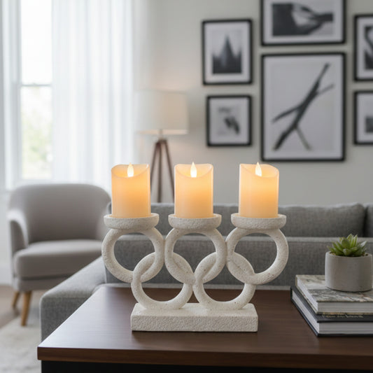 Interlocking Ring Triple Candle Holder