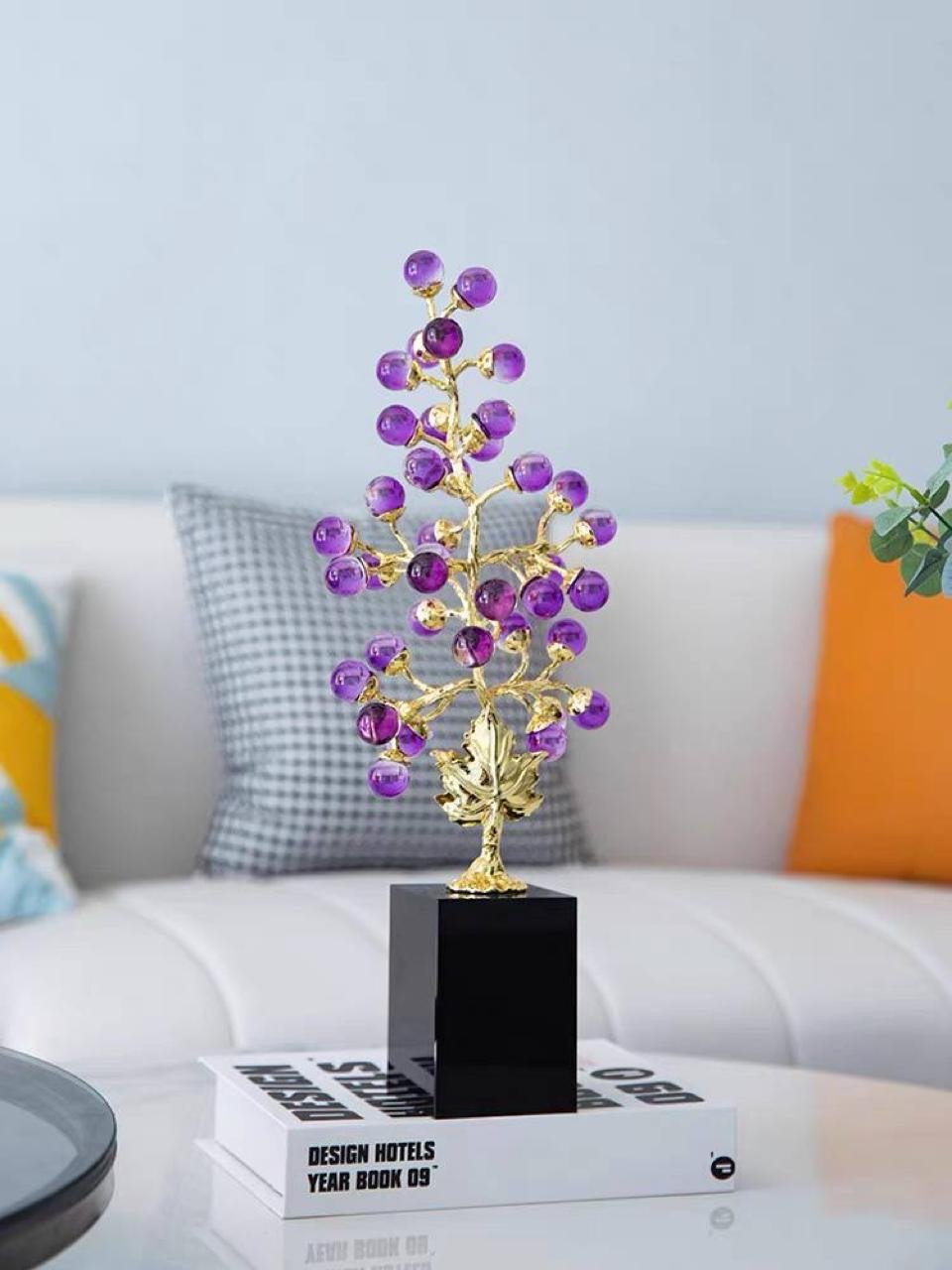 Faceted Clear Crystal Grape Themed Decor