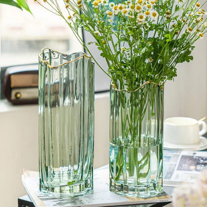 Green Glass Flower Vase