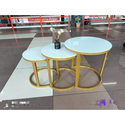 Circular marble side coffee table