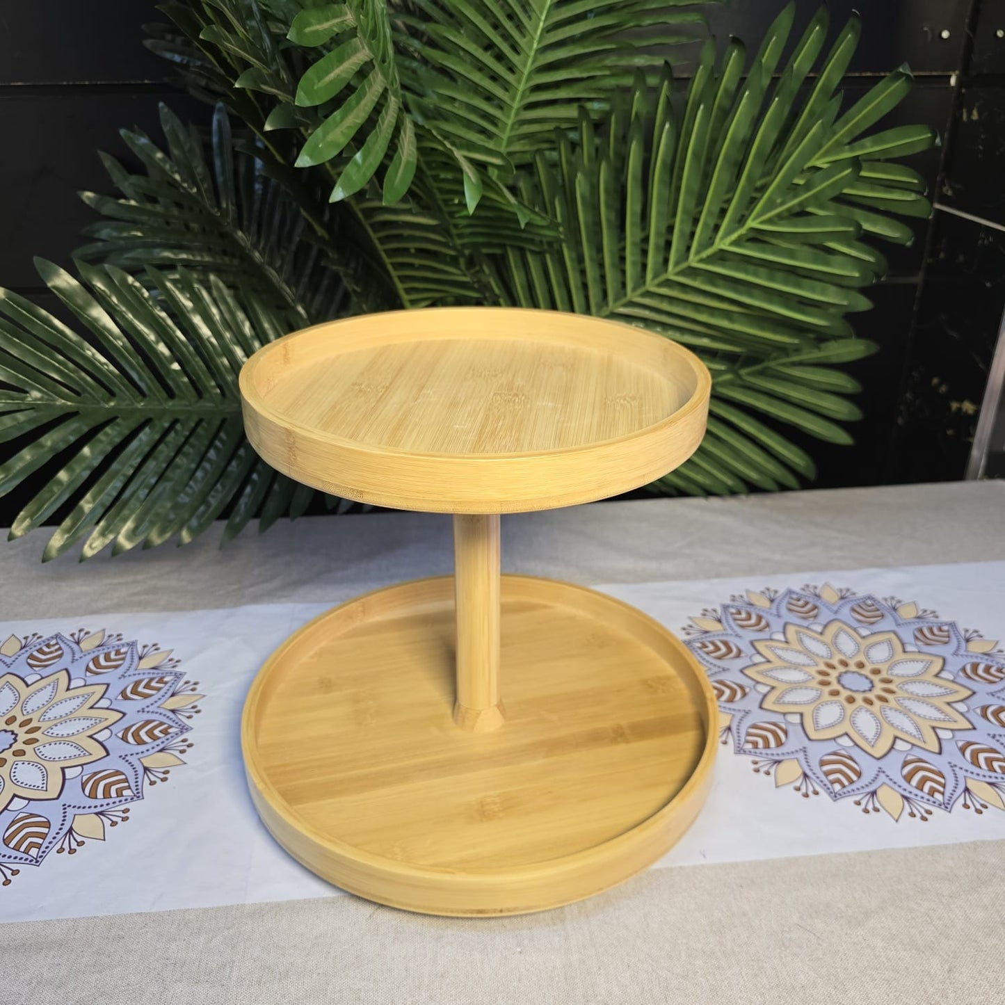 2 layer bamboo rotating spice rack