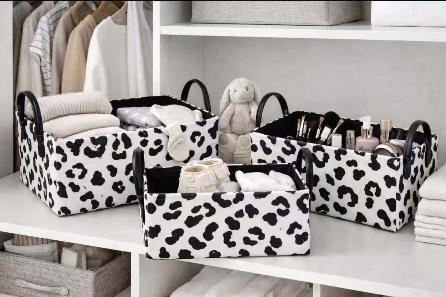 3 Piece animal print storage baskets