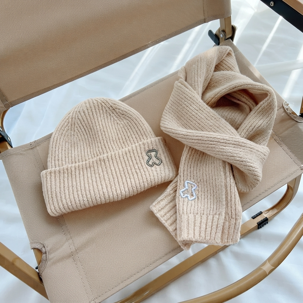 2 in 1 Warm Winter Kids Beanie Hat and Scarf Set