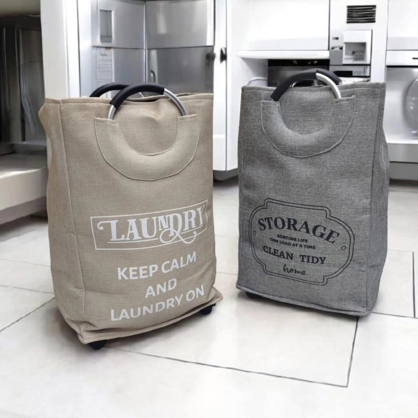 Laundry basket with movable wheels