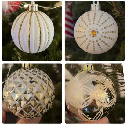 30Pc 6cm Christmas Balls Gold White
