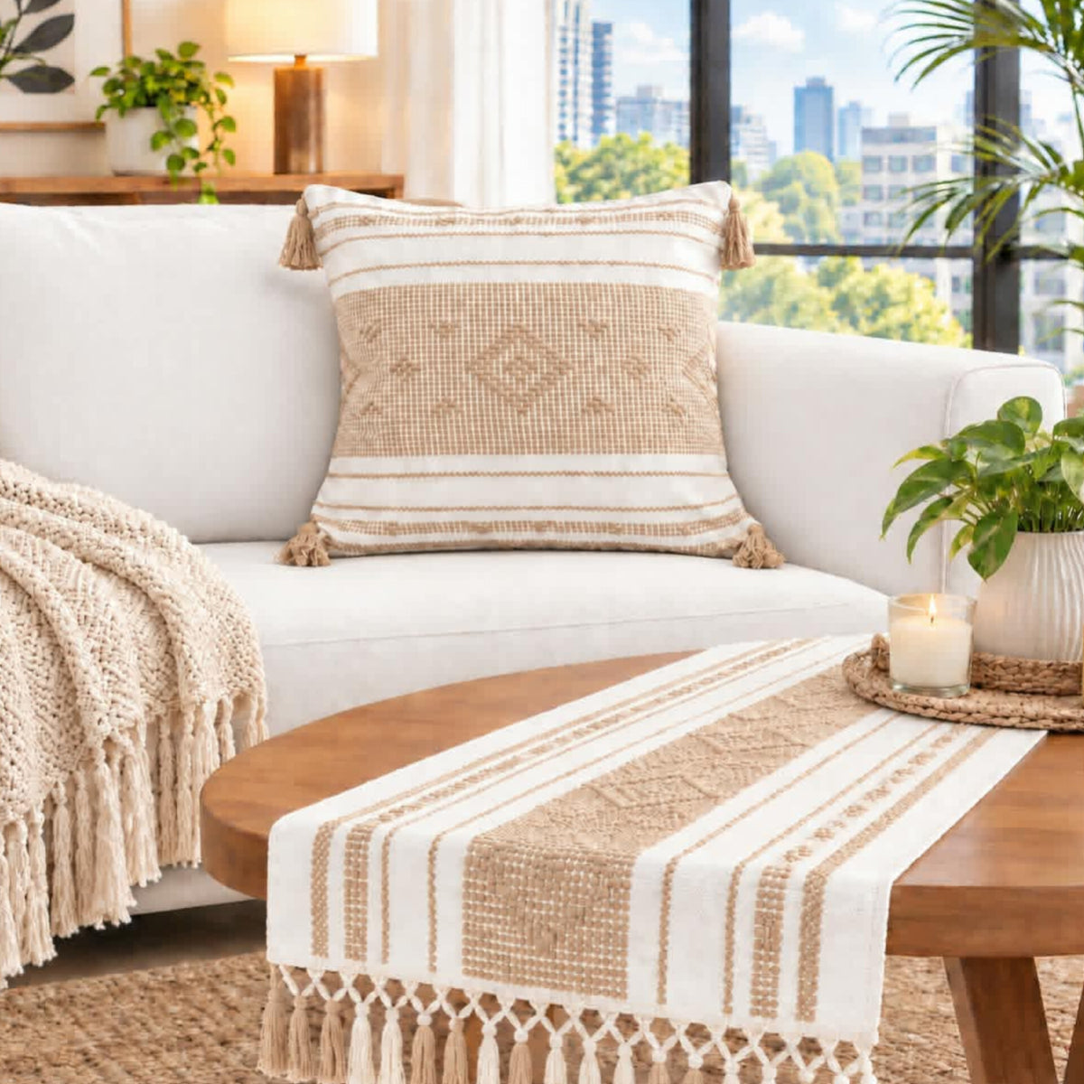 Table Runner With Matching Throw Pillow Case