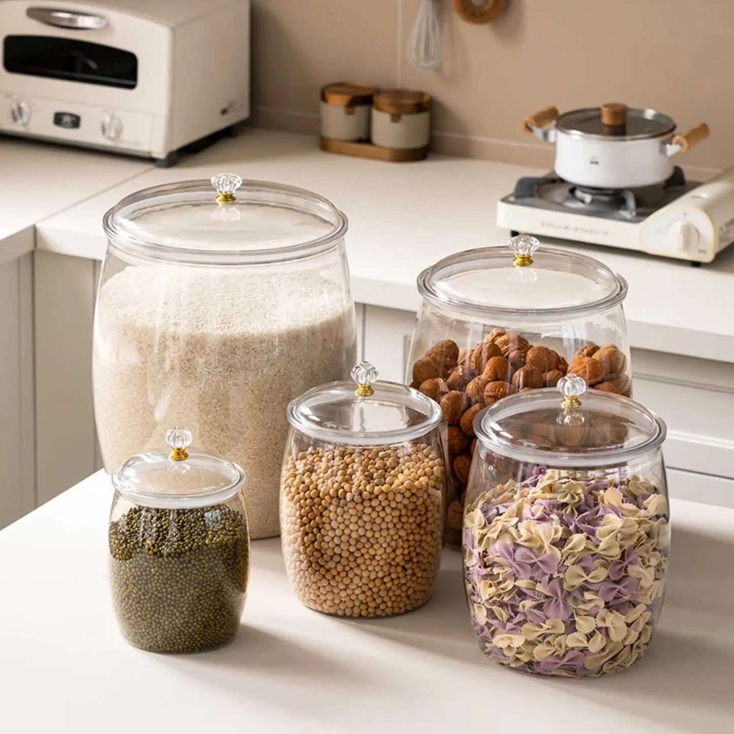 5pc Acrylic Storage Canister Set with Knobs