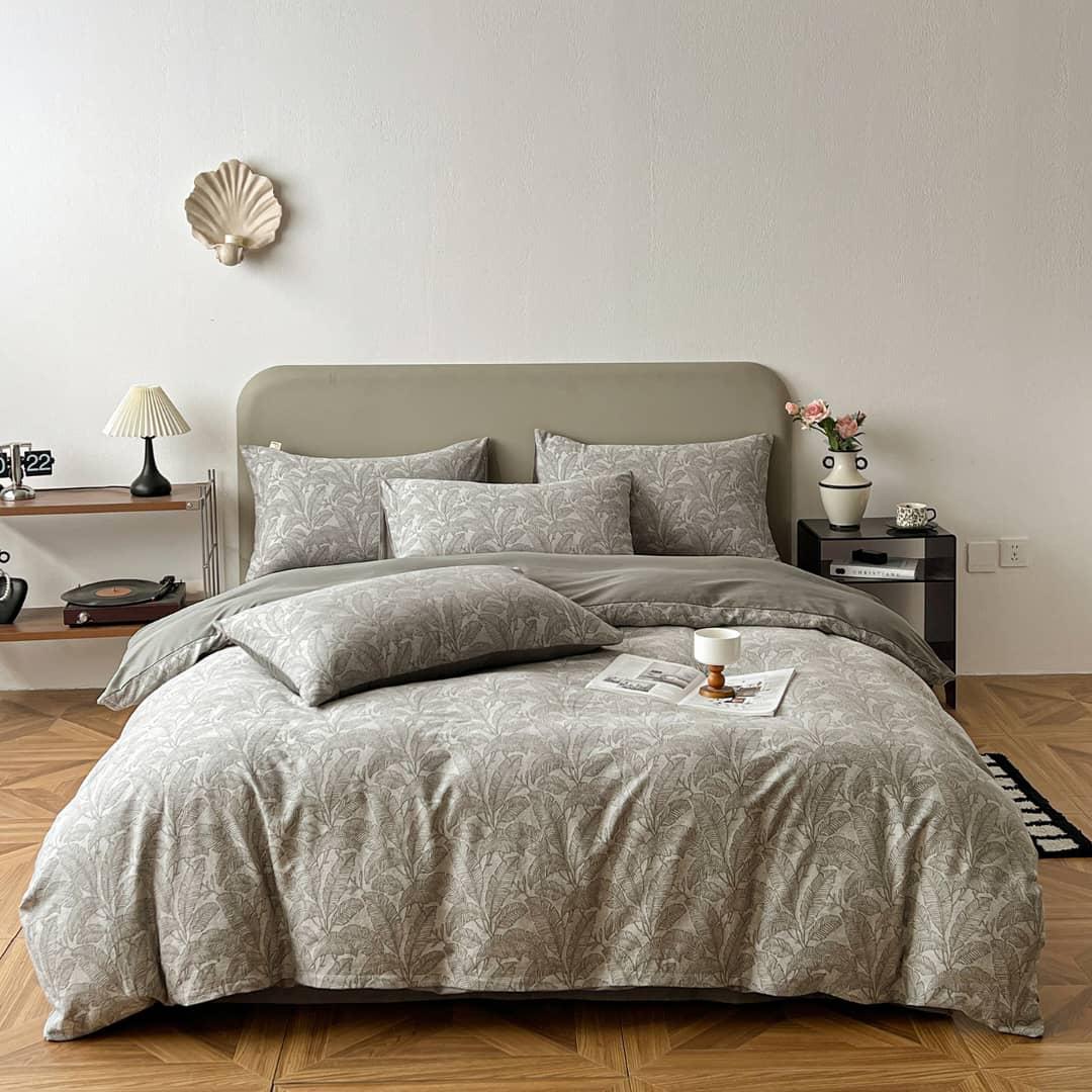 Leaf Print 4 Piece Duvet Cover Set