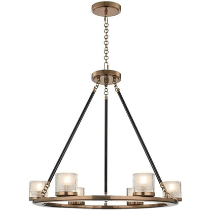 Round 24 inch Library Brass Chandelier Ceiling Light