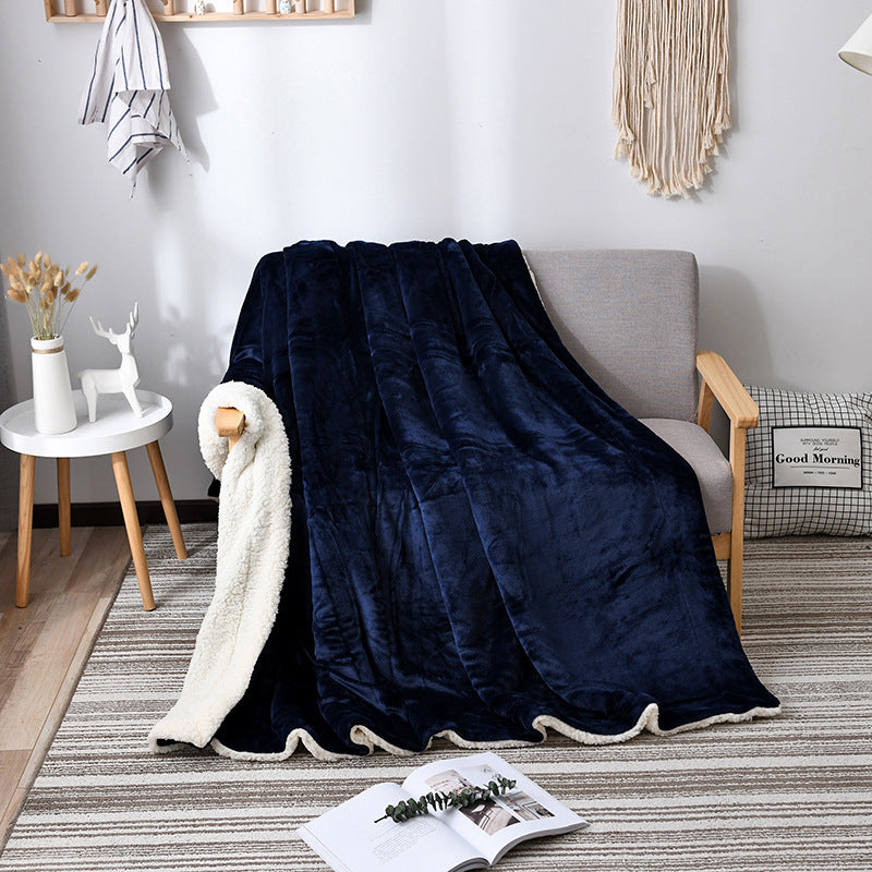 Double layer throw blanket