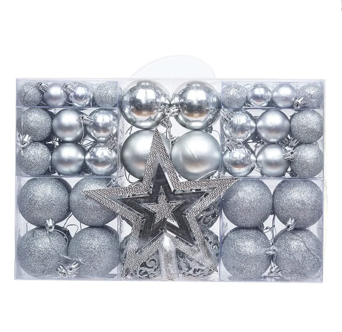 101-Piece Silver Christmas Tree Decor Balls  Set