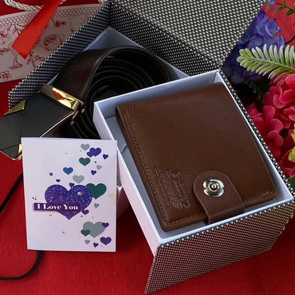 Men Valentine Gift Set with Wallet and Belt