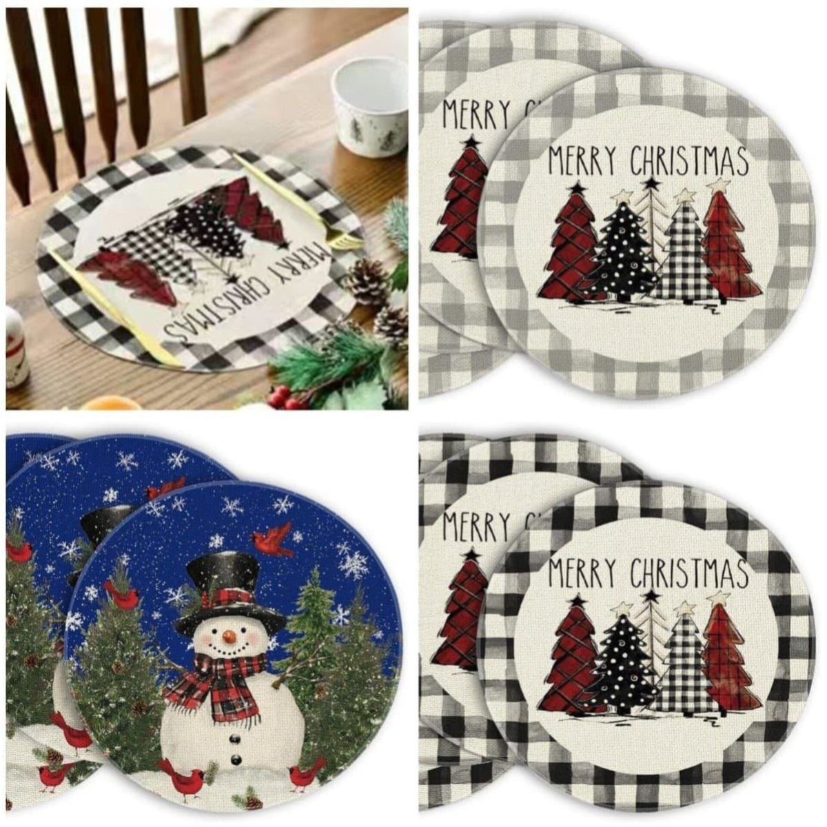 Plaid Christmas Round Placemats