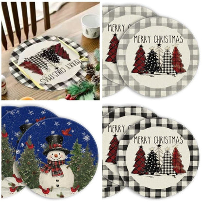 Plaid Christmas Round Placemats