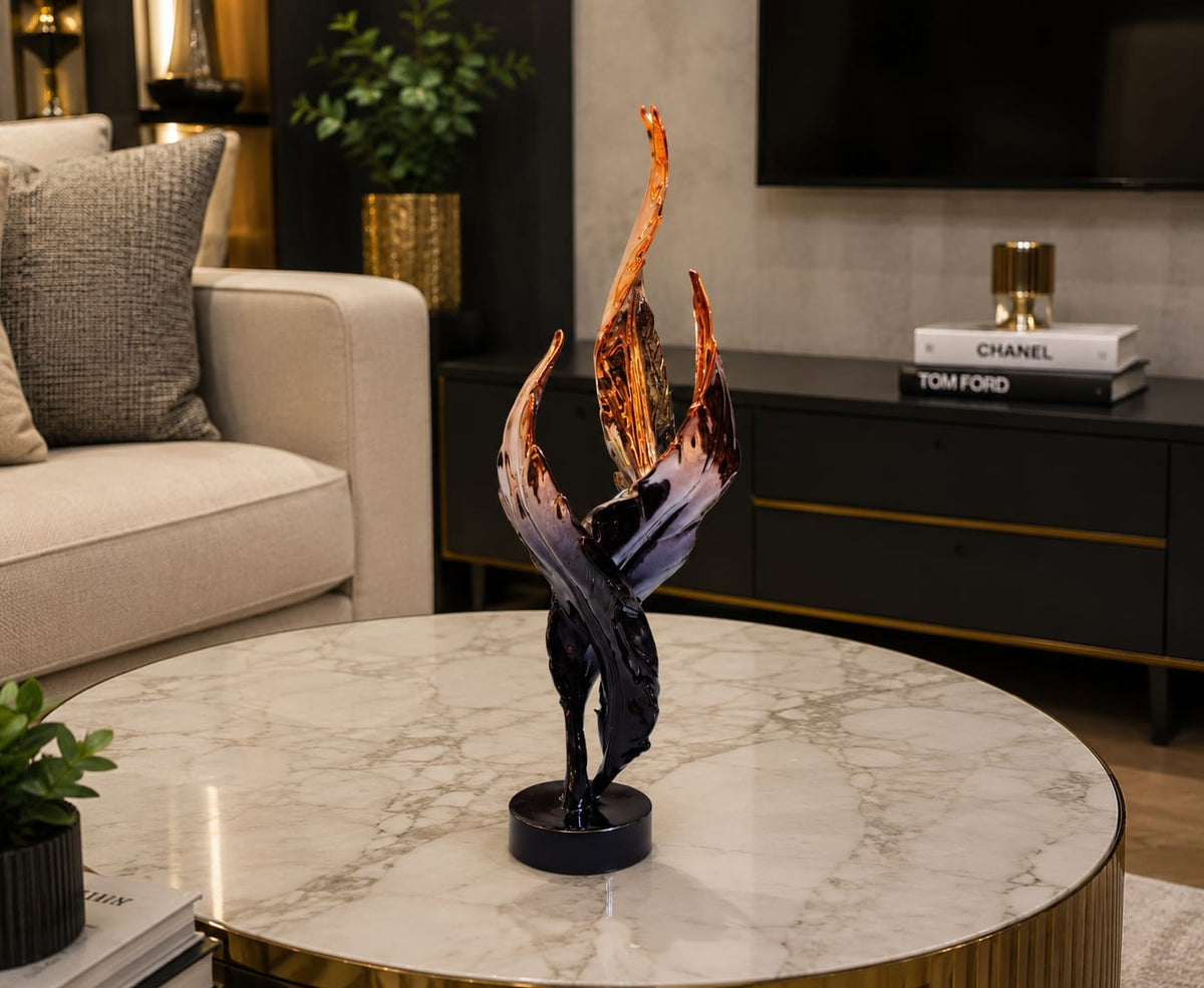 Resin Black and Copper Colors Feather Home Office Decor Ornament