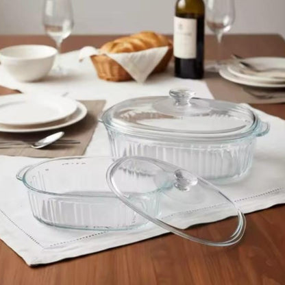 2Pcs Oval Heat Resistant Glass Baking Casserole Dish Set