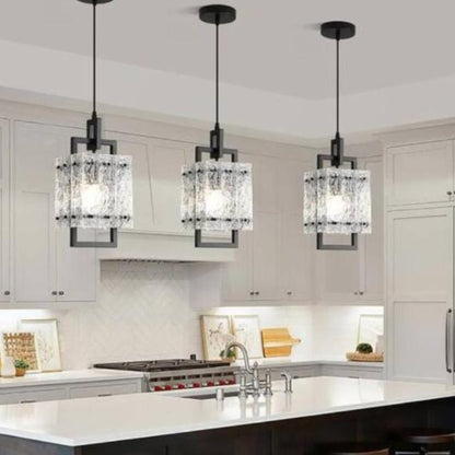 Square Textured Glass Pendant Light