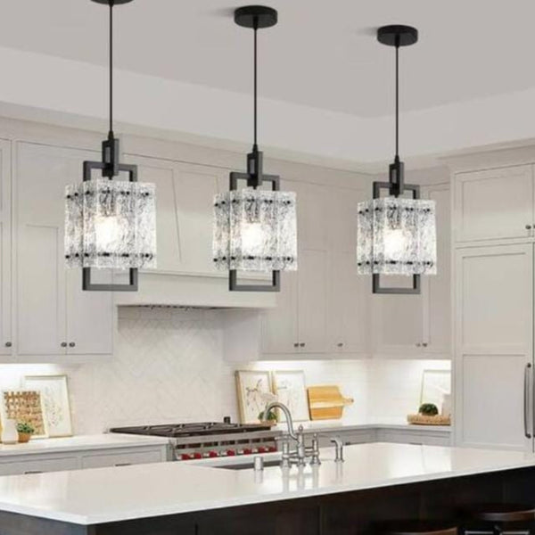 Square Textured Glass Pendant Light