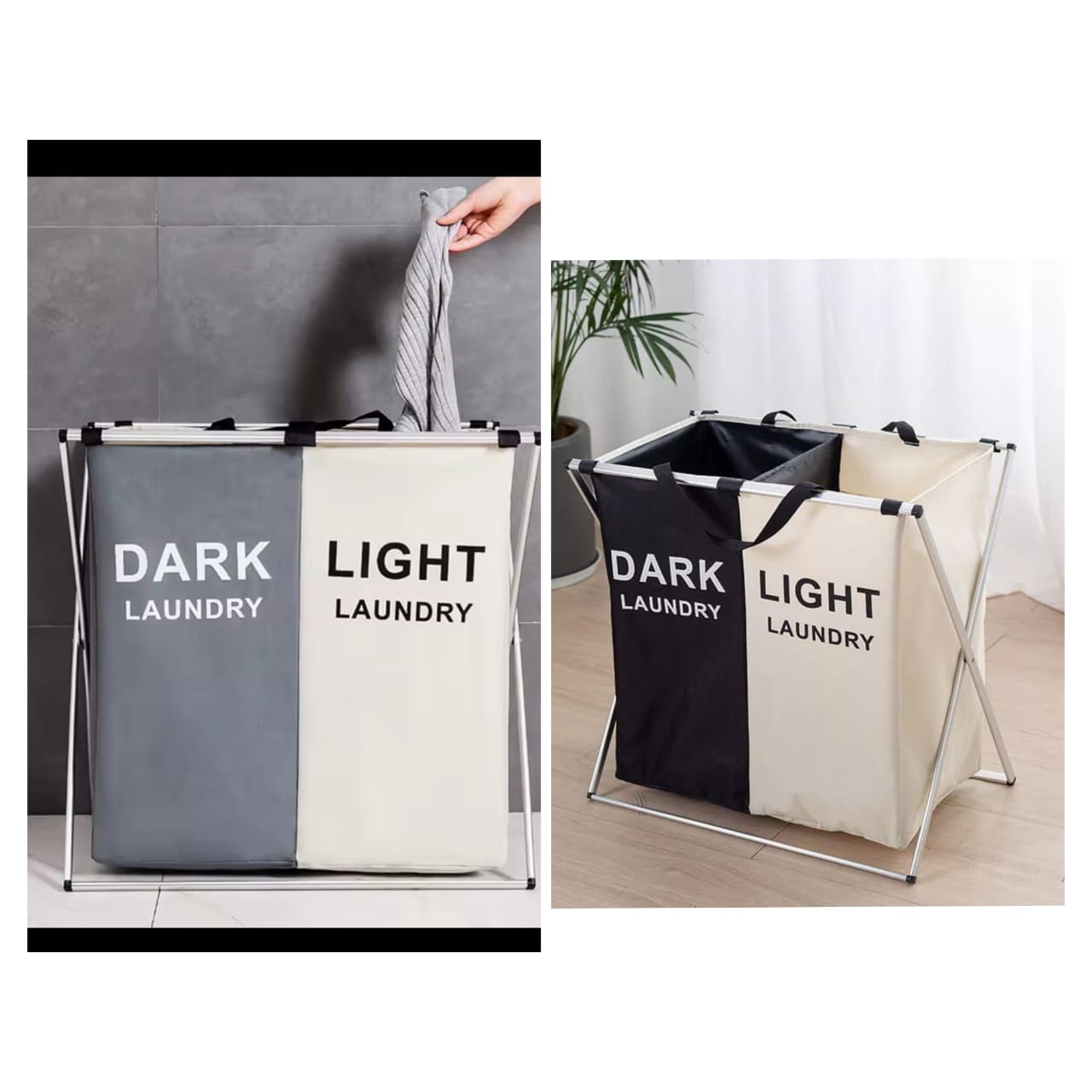 Two Compartment Foldable Laundry Basket