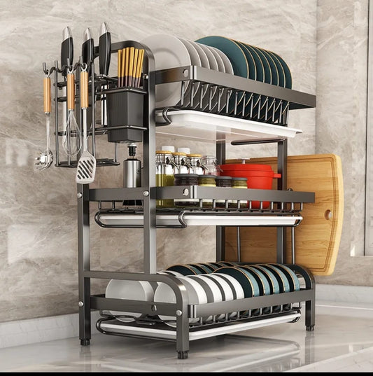 3 Tier metallic dish rack