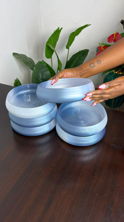 6Pc Smoky Blue Ombre Glass Plates