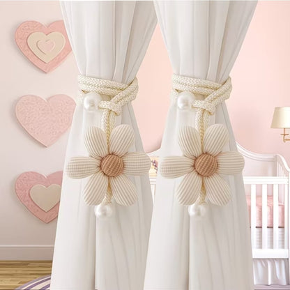 2 Piece Floral Pearl Curtain Tiebacks