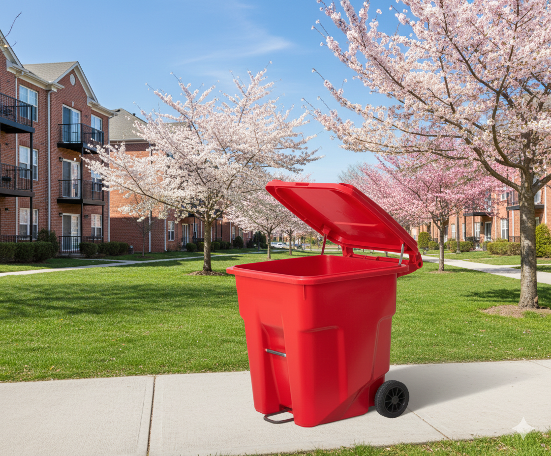 90 Litres Mobile Waste Bin with Foot Pedal, Handle And Wheels