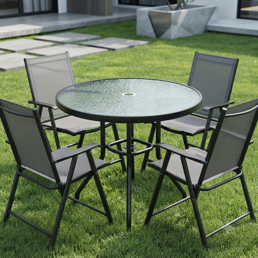 Outdoor Glass Dining Table Set
