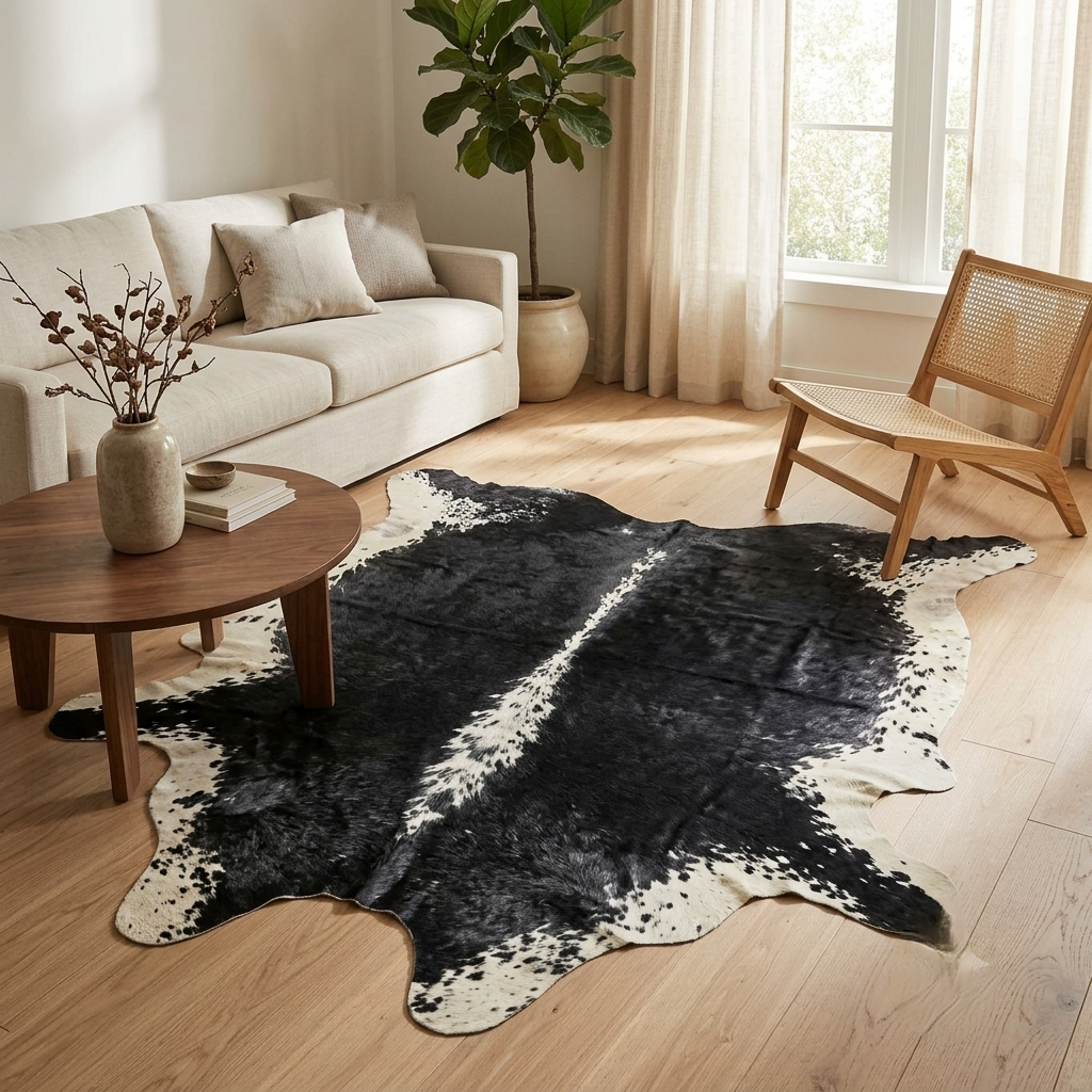 Cowhide Printed Area Rug 140x160cm