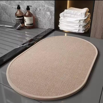 Oval Linen Super Absorbent Bathroom Mat