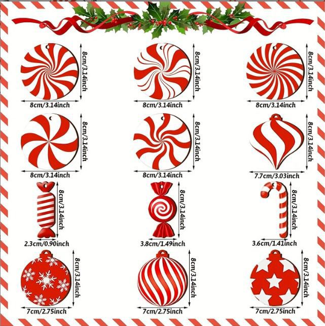 12Pcs Christmas Candy Decorations