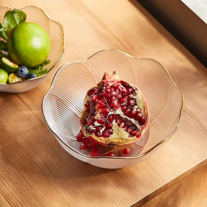 3Pc Gold Rim Glass Salad Bowl Set