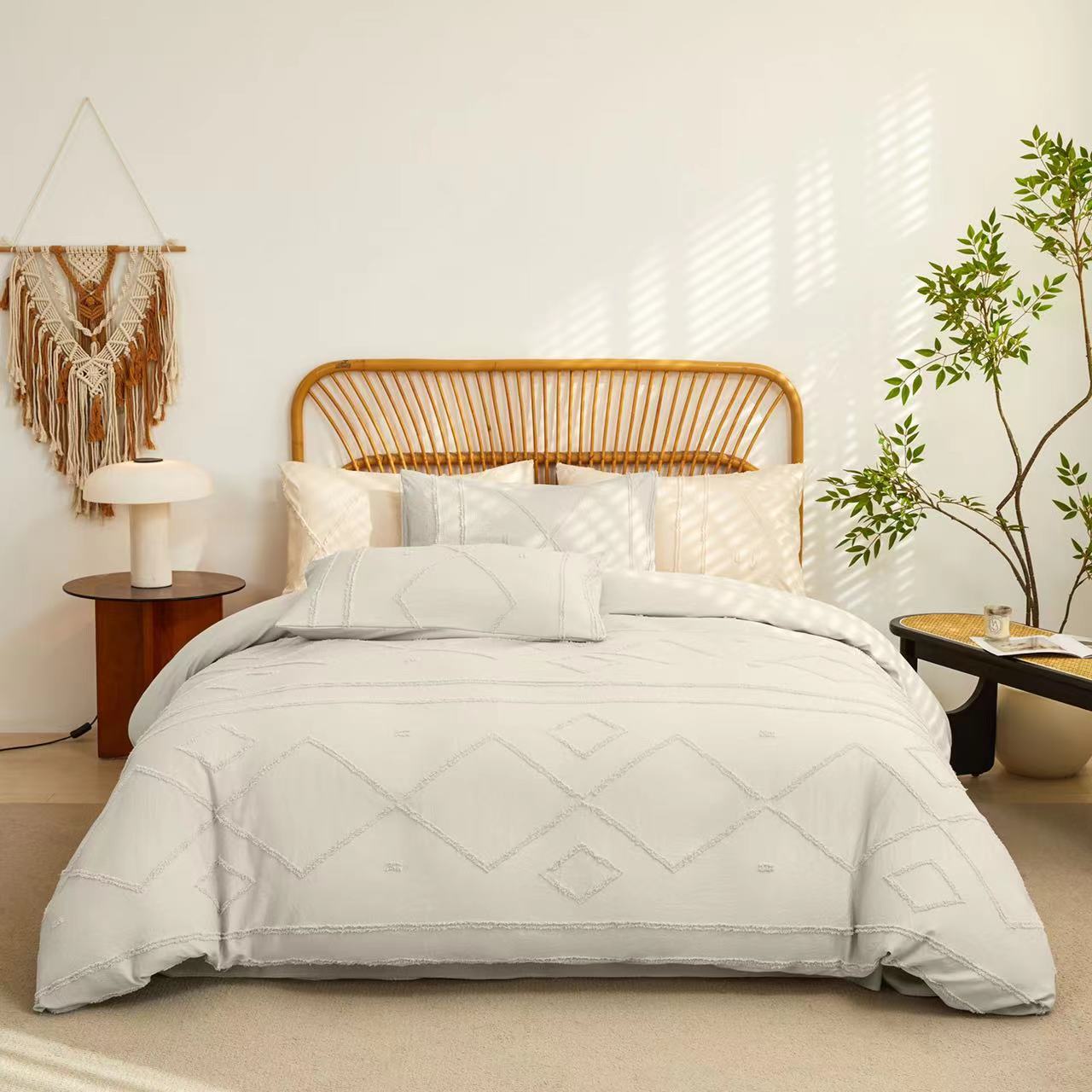 Tufted Geometric Duvet Cover Set