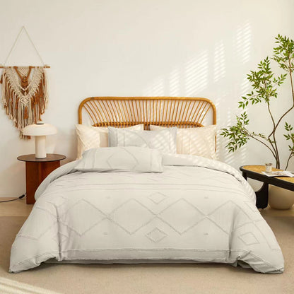 Tufted Geometric Duvet Cover Set
