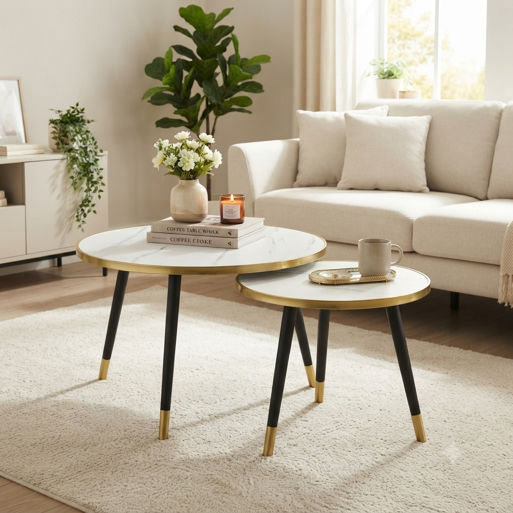 Round Nesting Coffee Table Set