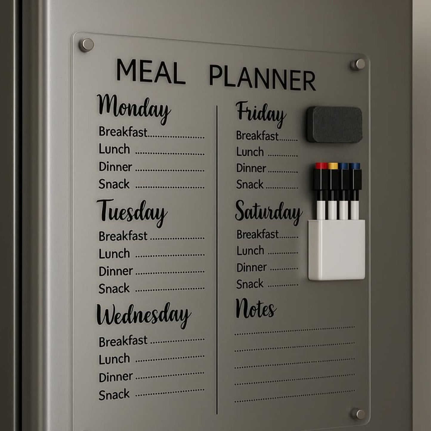 Fridge magnet meal planner weekly planner